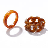 2022 New Colorful Transparent Acrylic Irregular Chain Rings Geometric Square Round Rings Set For Women Daily Wear Jewelry daiiibabyyy