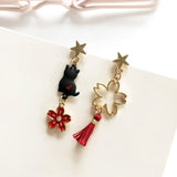 New Style Asymmetric Lovely Cat Tassel Dangle Earrings For Women Cute Animal Star Moon Fashion Earrings Girl Party Jewelry Gifts daiiibabyyy
