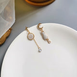 S925 Asymmetric Star Moon Earrings, 2022 New Design Geometric Opal Cute Cat Swing Earrings for Girls' Student Gift daiiibabyyy