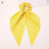 Spring New Long Rabbit Ears Floral Knotted Lady Printed Letters Head Rope Girls Hair Rope Jewelry Elegant Women Hairbands daiiibabyyy