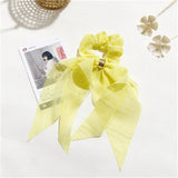 Lace Colorful Bow Satin Long Ribbon Hair Scrunchies Ponytail Holder Hairband Scrunchy 2022 New Hair Ties Hair Accessories Gift daiiibabyyy