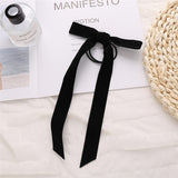 17KM Vintage Black Velvet Bow Elastic Hair Bands For Women Girls Hair Ribbon Scrunchies Hair Tie Headwear Hair Accessories daiiibabyyy