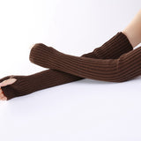 New Long Fingerless Gloves Womens Winter Warmer Knitted Arm Sleeve Fine Casual Soft Girl Goth Clothes Women Punk Gothic Gloves daiiibabyyy