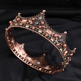 Daiiibabyyy Coffee Gold Circle Tiaras Royal Queen King Wedding Crown Diadem Party Prom Headband Pageant Headdress Hair Jewelry Ornament