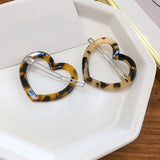 Fashion Hair Accessories Geometric Frog Clip Love Heart Shape Hair Clip Acetate Barrette Acrylic Leopard Tortoiseshell Hairpins