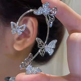 Daiiibabyyy Fashion Elegant Hollow Butterfly Ear Bone Clip for Women Non Piercing Shiny Zircon Ear Cuff Clips Earrings Wedding Party Jewelry