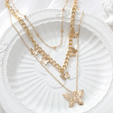 Vintage Multilayer Pendant  Butterfly Necklace for Women Moon  Charm Choker Pendant Necklaces Boho Fashion Jewelry Gift daiiibabyyy
