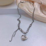 Light Luxury Alloy Heart Necklace Clavicle Chain Loving Necklace Jewelry All-match Imitation Pearl Necklace Bohemian Jewelry daiiibabyyy