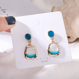 South Korea contracted Xuan elegant temperament wind color transparent earring fairy little girl pure and fresh and earrings daiiibabyyy