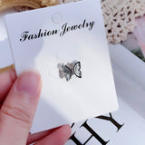 Daiiibabyyy 1Pcs Gradient Crystal Butterfly Stud Earrings For Girl Titanium steel Helix Screw Piercing Ear Bone Nails Tragus Earring Jewelry
