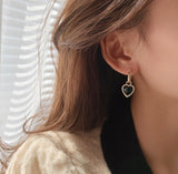2022 New Fashion Korean Oversized White Pearl Drop Earrings for Women Bohemian Golden Heart Zircon Wedding Earrings Jewelry Gift daiiibabyyy