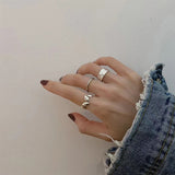 Punk Metal Geometry Circular Hiphop Rings Set Opening Index Finger Buckle Leaf Tail Ring for Women 2022 Trend Jewelry daiiibabyyy