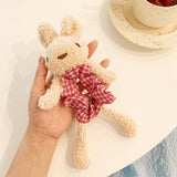 Daiiibabyyy Korean Cute Lamb Velvet Bunny Hair Ties for Women Cartoon Plaid Head Rope Girl Cute Women Ponytail Hair Ties Elastic Band