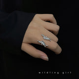 Korean Fashion Silver Color Geometric Butterfly Exaggerate Rings Retro Trendy Open Forefinger Rings For Women Girls Trinkets daiiibabyyy