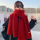 Luxury Winter Woman Scarf Knitted Woolen Red Scarves Cute Warm Couple Shawl Wraps Designed By Fashion Trend Designers Acrylic daiiibabyyy