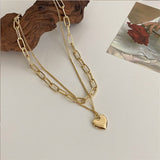 New 2021 Fashion Trend Steel Titanium Necklace For Women Double Portrait Pendant Love Geometric Hollow Necklace Cool Girl daiiibabyyy