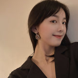 2022 new trend temperament purple ear stud, Korea contracted geometry water drops restore ancient ways wind woman for earrings daiiibabyyy