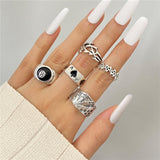 17KM Vintage Waves Cross Chain Rings Set For Women Punk Poker Infinity Flower Heart Finger Rings 2021 Trend Jewelry Party daiiibabyyy