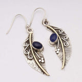 Trendy Retro Silver and Gold Color Carved Pattern Leaves Drop Earrings for Women Creativity Inlaid Purple Stone Party Jewelry daiiibabyyy