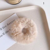 Solid Large Intestine Hair Ring Plush Hair Ring Ladies Lovely Faux Fur Scrunchies Rubber Bands Female Fashion Hair Accessories daiiibabyyy