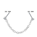 Double L Shape Nose Chain Heart Nose Piercing Chain 20G Straight Ball Nose Chain Zircon Piercing Nariz Pircing Septum Nez daiiibabyyy