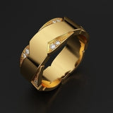 Elegant Classic Business 18K Gold Filling Inlaid with White Zircon Men's Punk Ring Engagement Wedding Anniversary Jewelry daiiibabyyy