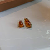 Vintage Trendy Resin Geometric Asymmetry Small Stud Earrings Korean Fashion Statement Stud Earrings Brincos Bijoux For Women daiiibabyyy
