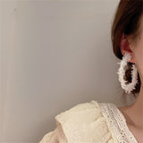 FFLACELL Korean Fashion Personality Exaggerated Plush C-shaped Earrings Female Autumn And Winter Trend All-match Party Jewelry daiiibabyyy