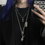 New Personality Cross Square Metal Multilayer Hip hop Long Chain Cool Simple Necklace For Women men Jewelry Gifts 19 daiiibabyyy