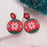 New Trendy Geometric Round Statement Earrings Cartoon Cute Snowman Snowflake Christmas Earrings Piercing Ear Jewelry for Women daiiibabyyy