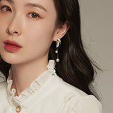 2021 New Creative Leaf Shape Pearl Tassel Pendant Long Earrings Korean Fashion Jewelry Girls Temperament Accessories For Woman daiiibabyyy