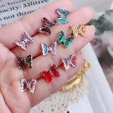 Daiiibabyyy 1Pcs Gradient Crystal Butterfly Stud Earrings For Girl Titanium steel Helix Screw Piercing Ear Bone Nails Tragus Earring Jewelry