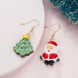 Asymmetry Acrylic Resin Christmas Earrings Cartoon Santa Claus Snowman Xmas Tree Drop Earrings Female Christmas Gifts Jewelry daiiibabyyy