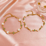 New Bohemian Ethnic Hamdmade Multicolor Bracelet Sets for Women Fashion French Flowers Pearl Beads Bracelet Couples Boho Jewelry daiiibabyyy