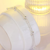 Daiiibabyyy Simple Balls Silvery Color Twist Chain Anklets for Women Classic 2mm Width Chain Foot Silver Plated Jewelry Gift for Girls