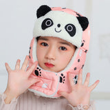 Winter Bomber Hats for Girls Boy Winter Hats Cap with Scarf Neck Masks Animal Cotton Snow Cap Earflaps Russian Hat Mask Warm daiiibabyyy