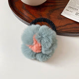 Plush Flower Hair Rope For Women Simple Daily Versatile Fashion Hair Accessories Two-color Hair Rope Elastic Hair Tie Gentle daiiibabyyy