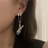 FFLACELL New Korean Fashion Luxury BlingBling Pin Pendant Rabbit Earrings For Women Girls Diablo Hip Hop Punk Party Jewelry daiiibabyyy