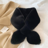 Winter Scarves Woman Warm Imitating Rex Rabbit Fur Cross Scarf Soft Waxy Thick Solid Color Fur Collar шарф женский зимний daiiibabyyy