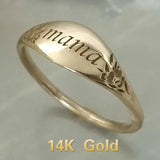 Exquisite Women's Gold Color Mama Letter Flower Ring Simple Personality Engagement Party Ring Fashion Jewelry Gift daiiibabyyy
