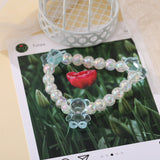 Acrylic Women Hair Ties Elastic Rubber Bands Girl Crystal Bear Korean Bracelet Head Accessories Handmade Horsetail Wholesale daiiibabyyy