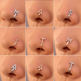 New Copper Alphabet Fake Nose Ring Cuff Non Piercing Letter Nose Ring Clip on Fake Nose Piercing Jewelry Ear Cuff Earring Women daiiibabyyy