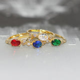 Daiiibabyyy Colorful Crystal Dainty Rings For Women Delicate Elegant Oval Zircon Gold Color Proposal Finger Ring Gift Fashion Jewelry R853