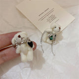 2021 New Korean Cute Bear Heart-shaped Tassel Earrings For Women Girls Simple Fashion Personality All-match Party Jewelry daiiibabyyy
