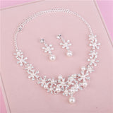 Wedding Jewelery Set Rhinestone Jewellery Necklace Sets for Women Crystal Pearl Earing Bridal Jewelry Sets Crown Tiara Bride daiiibabyyy