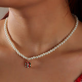 New Fashion Kpop Pearl Choker Necklace Christmas Tree Snowman Bells Snowflake Pendant Necklace For Women Jewelry Girl Party Gift daiiibabyyy