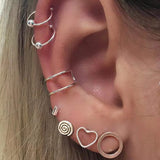 7Pcs Fashion Silver Color Heart Stud Earrings Bohemian Spiral Geometric Earrings for Women 2022 Trendy Elegant Jewelry daiiibabyyy