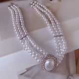 SHANGZHIHUA The elegant light luxury three-layer pearl collar, 2022 new trend jewelry fashion woman's necklace party gift daiiibabyyy