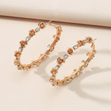 2022 New Big Circle Round Hoop Earrings for Women's Fashion Statement Golden Rose Zircon Punk Charm Earrings Party Jewelry daiiibabyyy