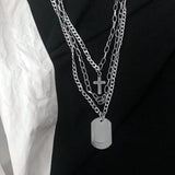 2021 New Personality Cross Square Metal Multilayer Hip Hop Long Chain Cool Simple Necklace For Women Men Jewelry Gifts daiiibabyyy